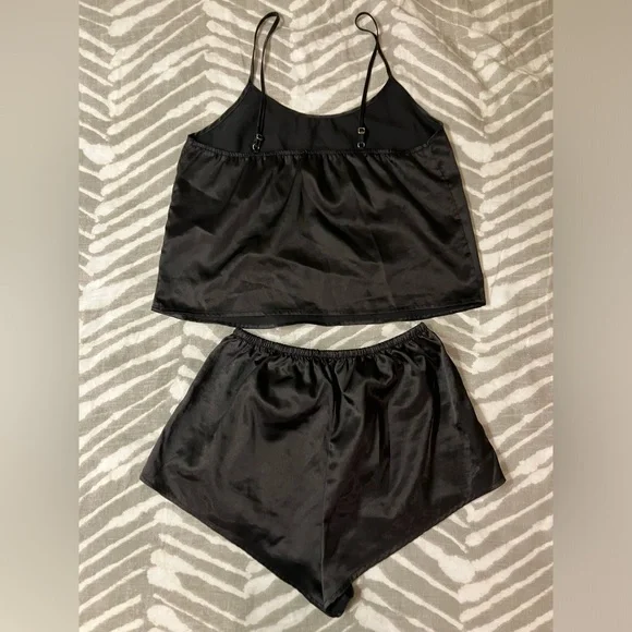 Black Satin Sleepwear Set - Picture 1 of 2
